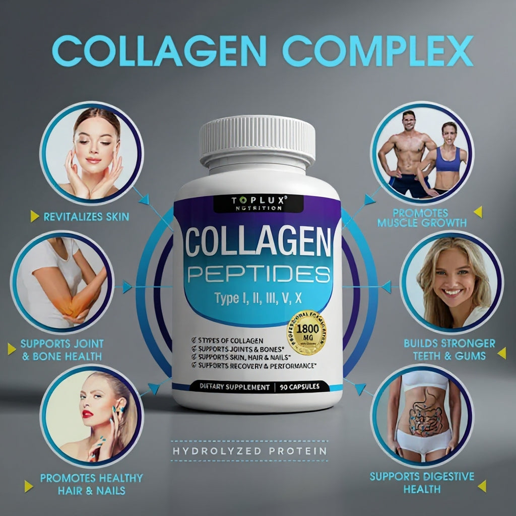 Colágeno Péptidos Toplux"y Revive Tu Vitalidad ayuda a tu cuerpo a sentirse joven y saludable,