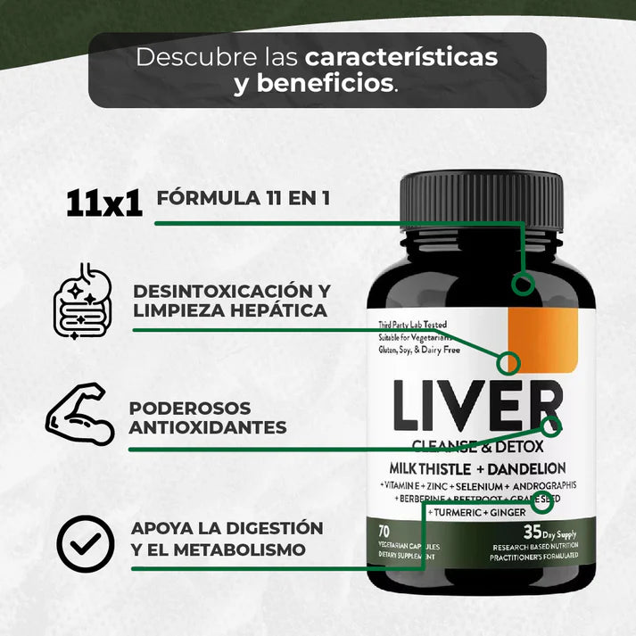 LIVER Cleanse & Detox | Fórmula Natural para Desintoxicar y Proteger tu Hígado -OFERTA 30% Dcto 🎁