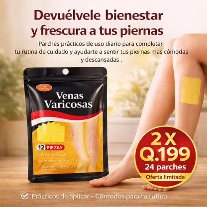 VEINS CARE 2x1 PARCHES PARA VARICES Y ALIVIO DE MOLESTIAS + ENVIO GRATIS A TODO GUATEMALA