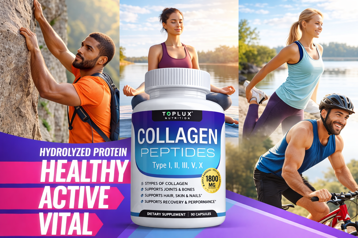 Colágeno Péptidos Toplux"y Revive Tu Vitalidad  ayuda a tu cuerpo a sentirse joven y saludable,