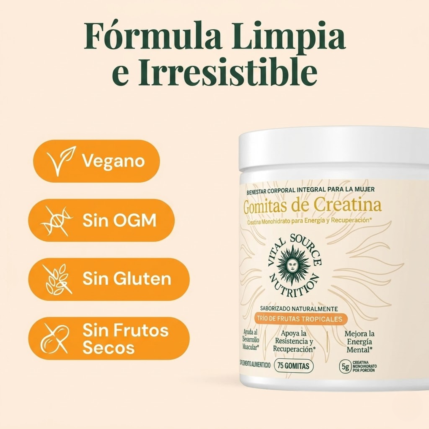 Elúviya® – Creatina en Gomitas | Máxima Fuerza, Energía y Volumen en Glúteos