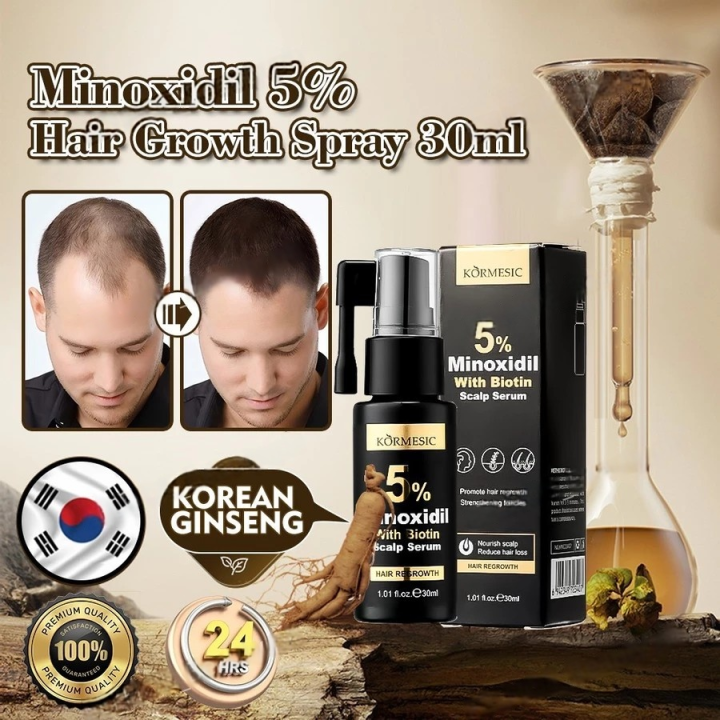 Kormesic 5% Minoxidil con Biotina – Sérum capilar avanzado para el crecimiento del cabello