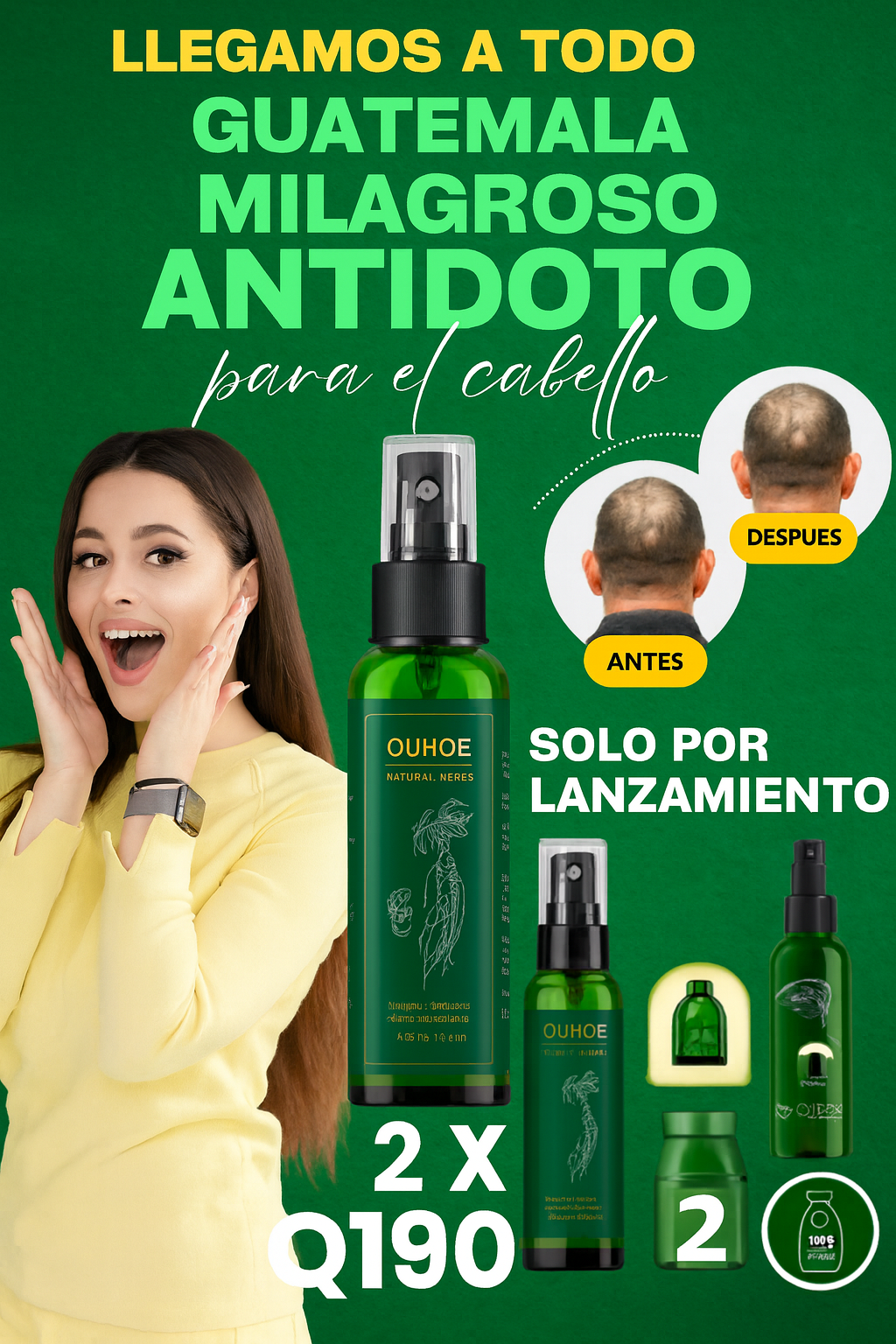 OUHOE ANTI CAIDA DE CABELLO | SUPER OFERTA 2X1 🎁 ENVÍO GRATIS