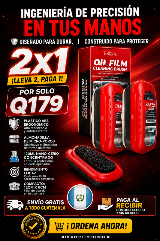 Visión clara repele el agua y suciedad en segundos con OIL FILM, lleva 2x1 + envio gratis a todo Guatemala