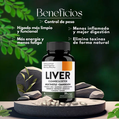 LIVER Cleanse & Detox | Fórmula Natural para Desintoxicar y Proteger tu Hígado -OFERTA 30% Dcto 🎁