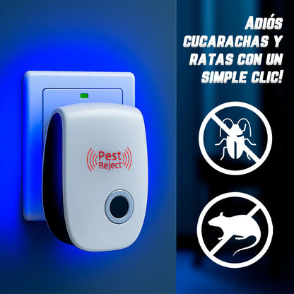 Repelente ultrasónico silencioso 2x1, sin veneno y seguro para mascotas y chicos