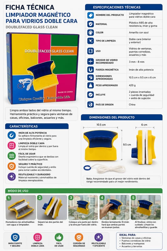 Limpia Vidrios Magnético cuídate usándolo no arriesgues tu vida+ envio gratis de 🎁 a todo Guatemala